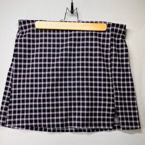 Divided Pink and Black‎ Plaid Pencil Skirt